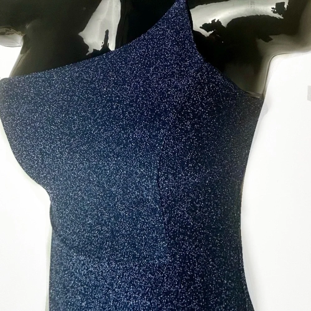 Strapless Glitter Blue Dress - Picture 7 of 12